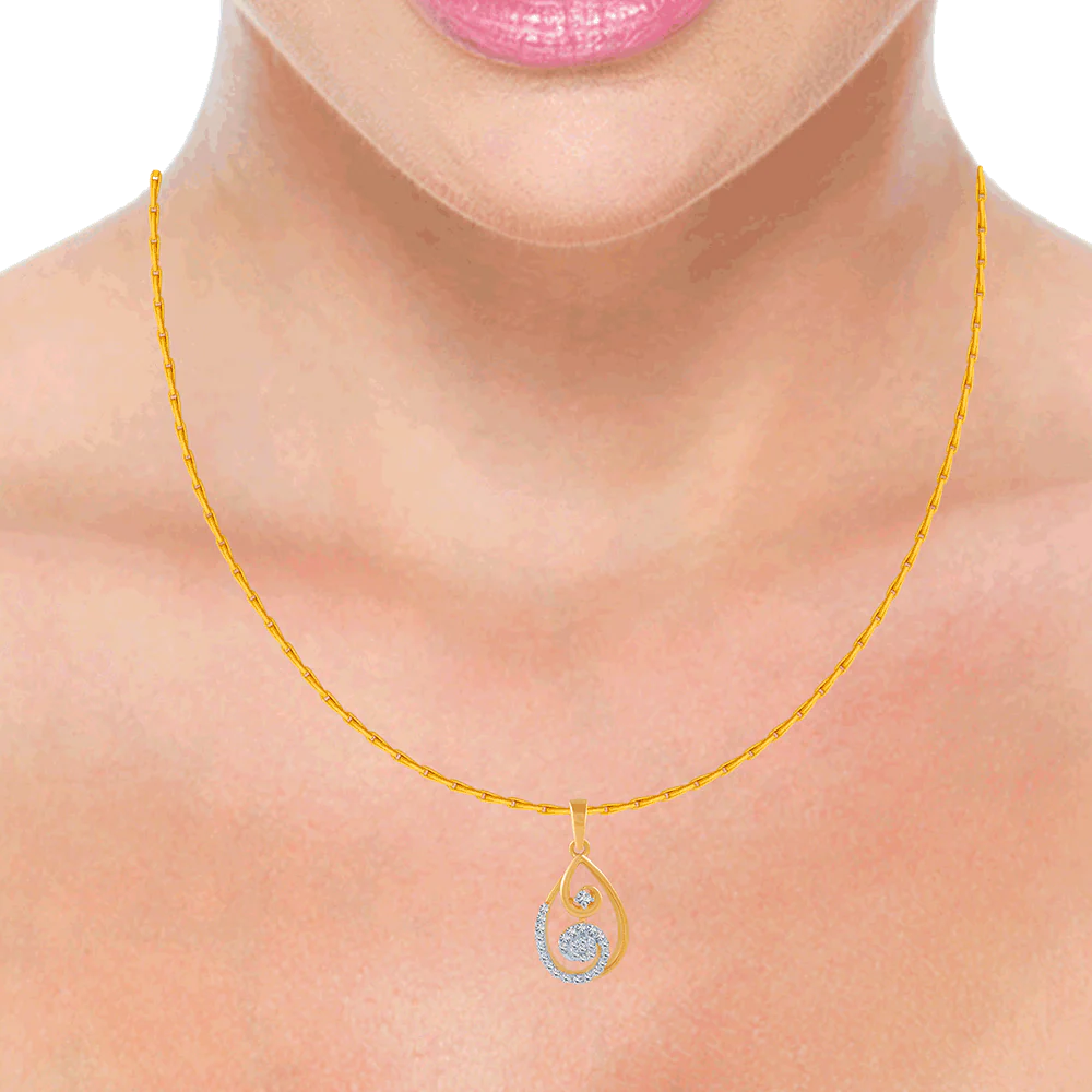 14KT (585) Yellow Gold And Diamond Pendant For Women - Image 2