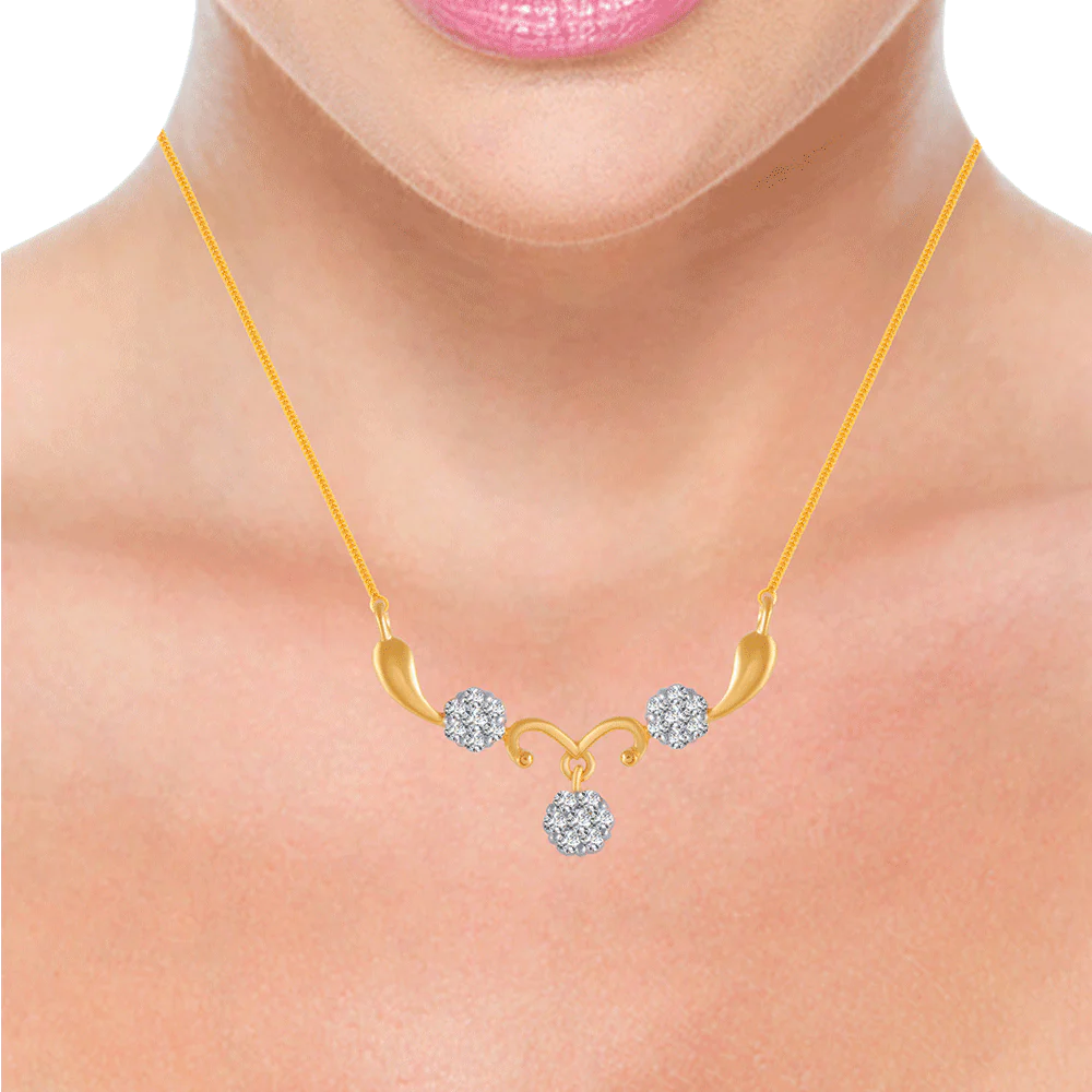 14KT (585) Yellow Gold And Diamond Pendant For Women - Image 2