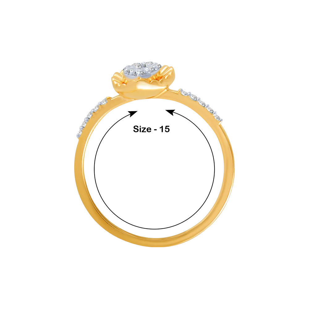 14KT (585) Yellow Gold And Diamond Ring For Women - Image 5
