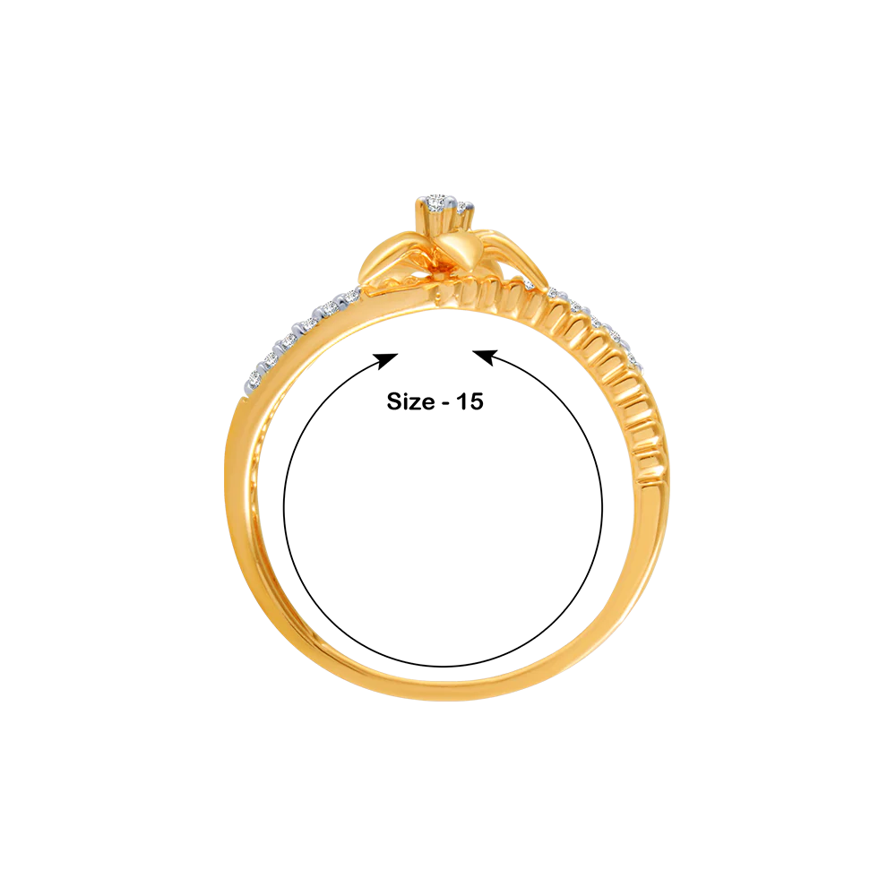 14KT (585) Yellow Gold And Diamond Ring For Women - Image 5