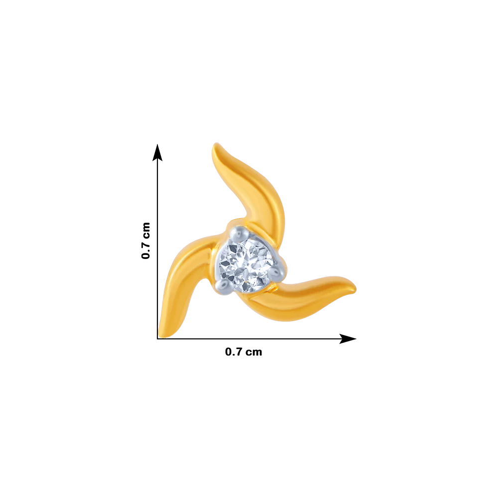 14KT (585) Yellow Gold And Diamond Stud Earrings For Women - Image 4