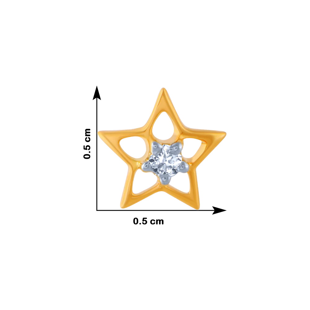 14KT (585) Yellow Gold And Diamond Stud Earrings For Women - Image 4