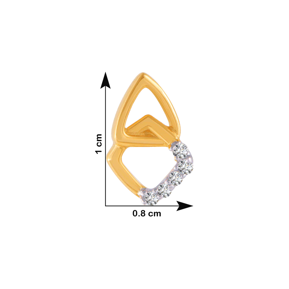 14KT (585) Yellow Gold And Diamond Stud Earrings For Women - Image 4