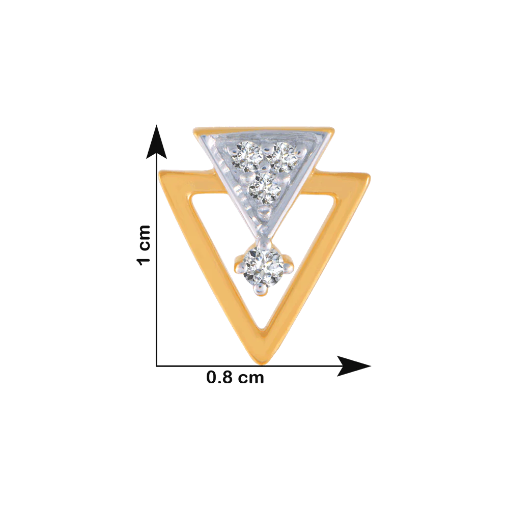 14KT (585) Yellow Gold And Diamond Stud Earrings For Women - Image 4