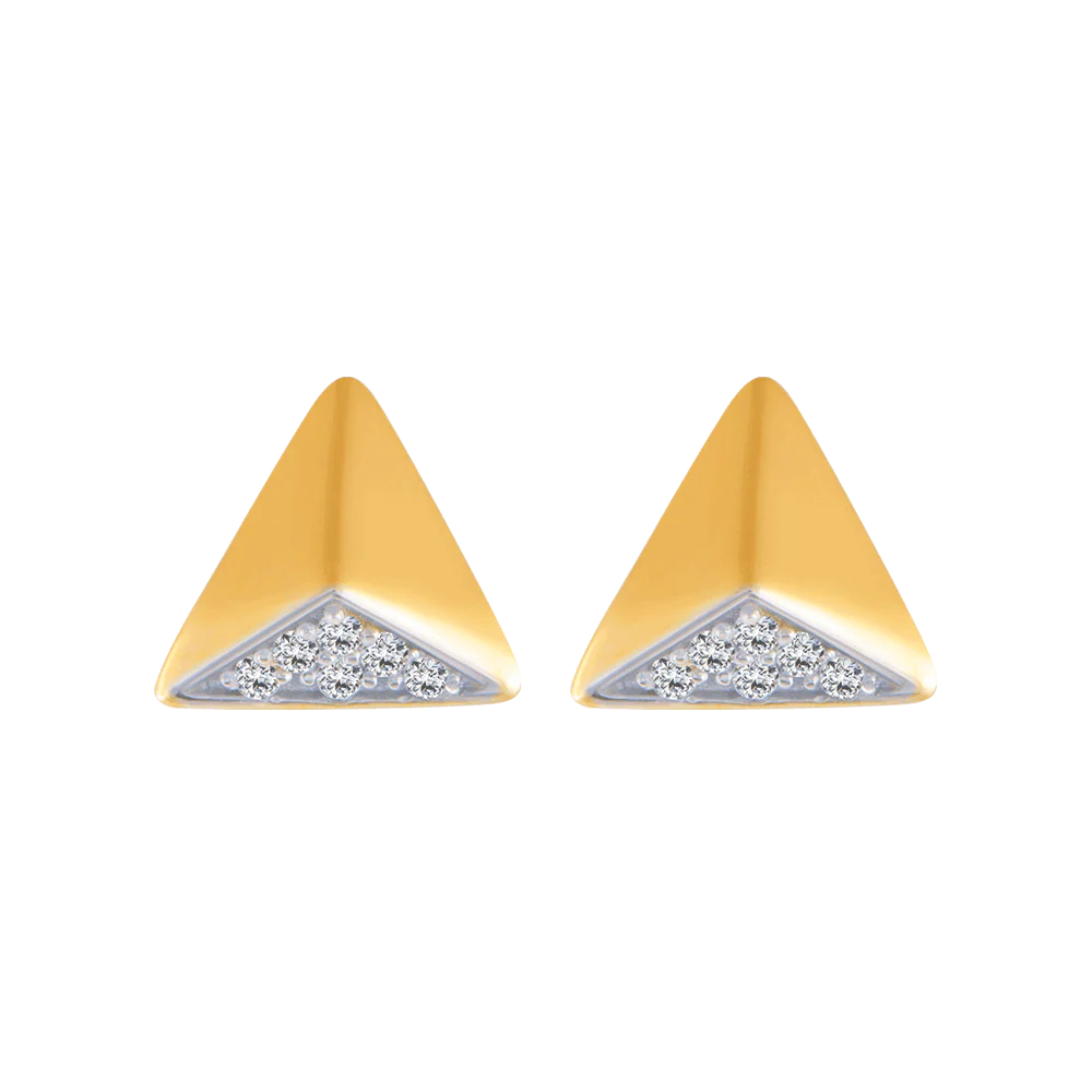 14KT (585) Yellow Gold And Diamond Stud Earrings For Women