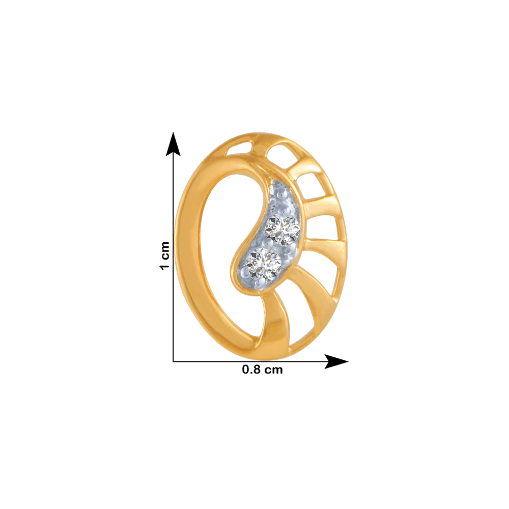 14KT (585) Yellow Gold And Diamond Stud Earrings For Women - Image 4