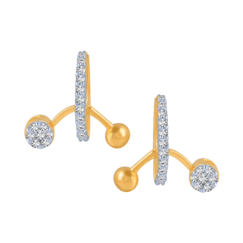 14KT (585) Yellow Gold And Diamond Stud Earrings For Women