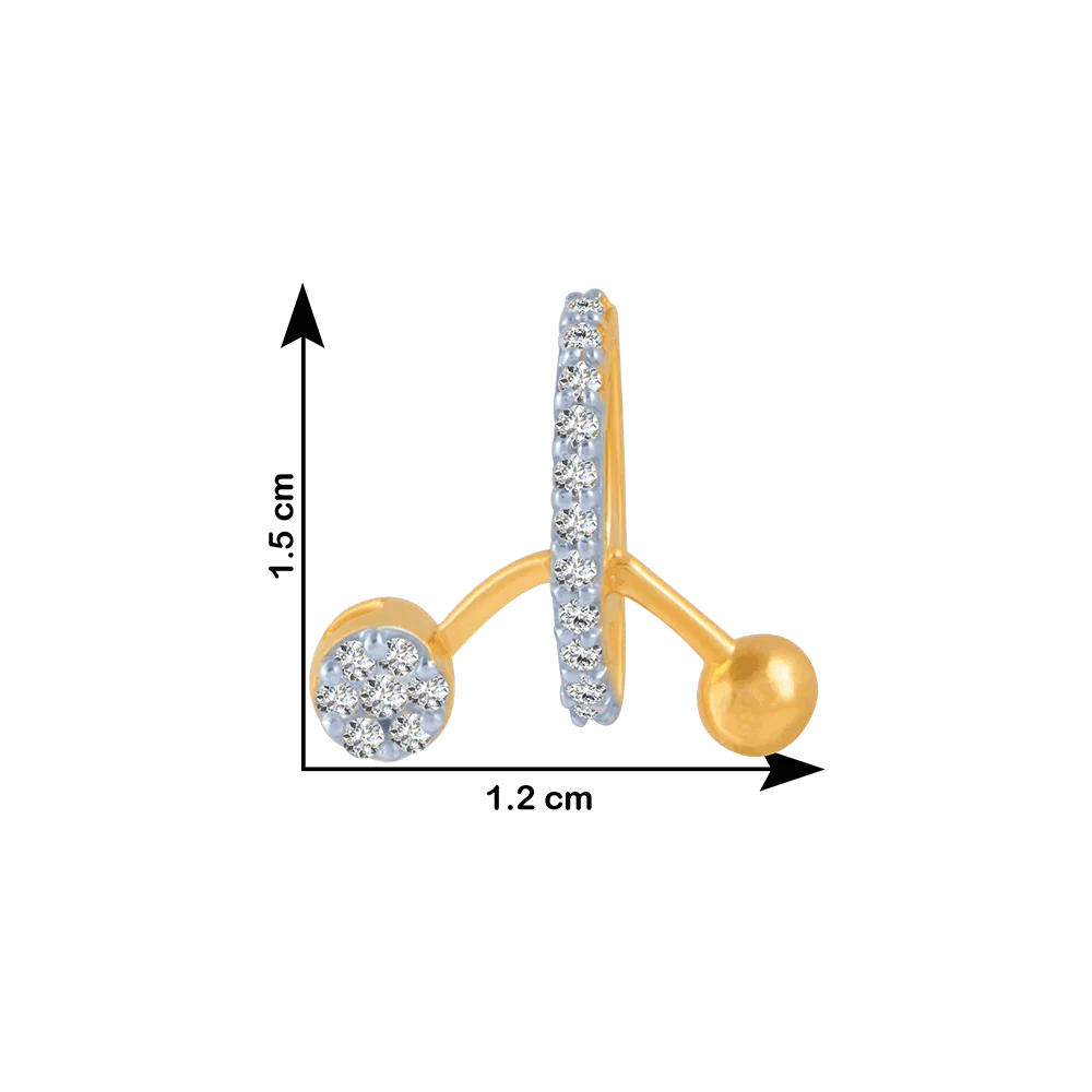 14KT (585) Yellow Gold And Diamond Stud Earrings For Women - Image 4