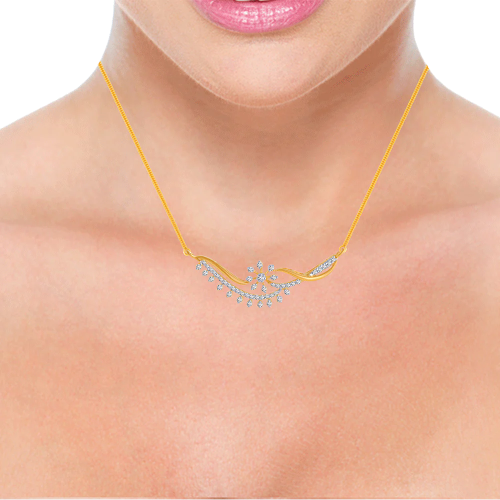 14KT (585) Yellow Gold And Solitaire Pendant For Women - Image 2