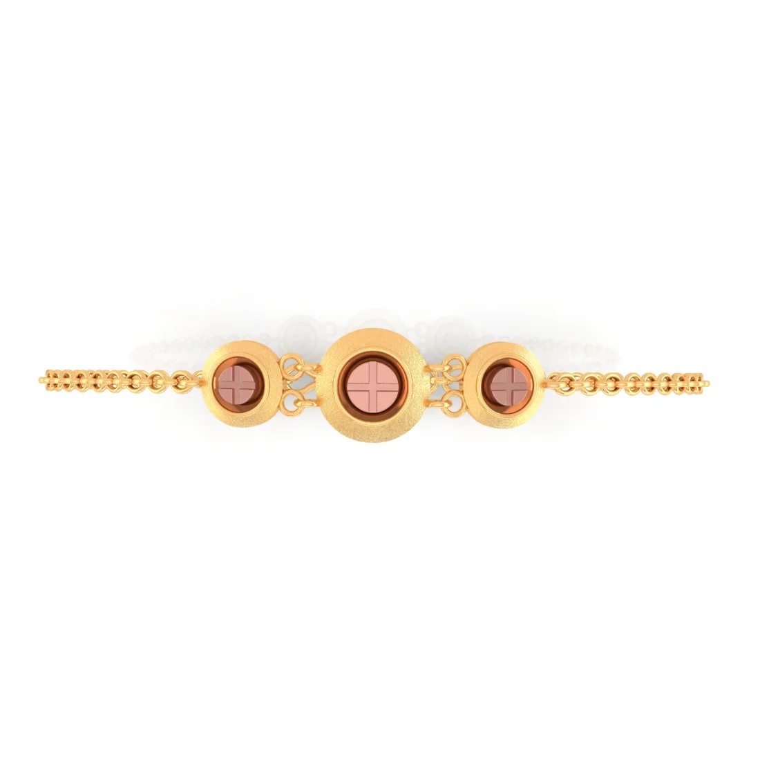 14KT (585) Yellow Gold Bracelet With Round Charms (Free Size - Adjustable)