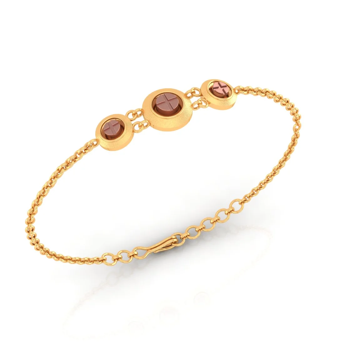 14KT (585) Yellow Gold Bracelet With Round Charms (Free Size - Adjustable) - Image 2