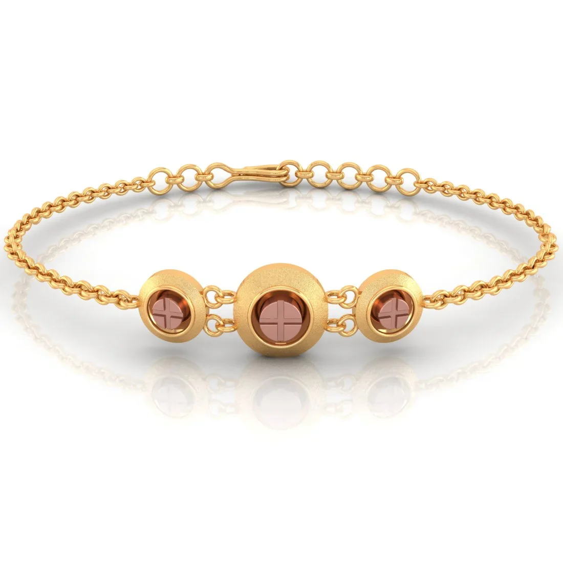 14KT (585) Yellow Gold Bracelet With Round Charms (Free Size - Adjustable) - Image 3