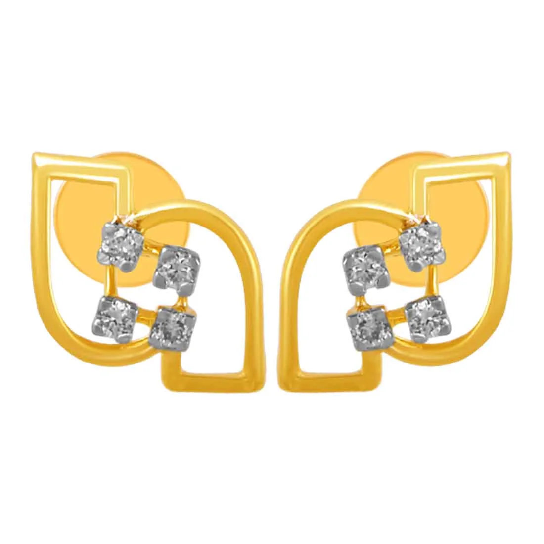 14KT (585) Yellow Gold & Diamond Beautiful Studs Earrings