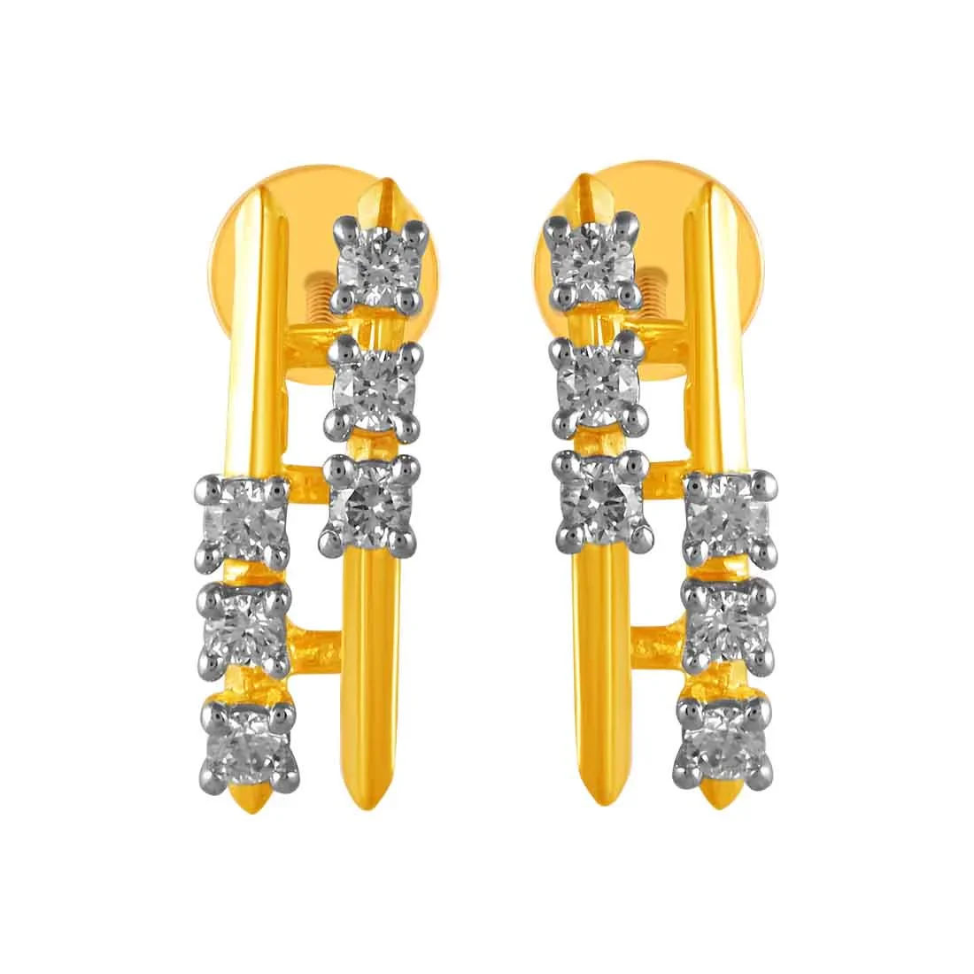 14KT (585) Yellow Gold & Diamond Drop Earrings