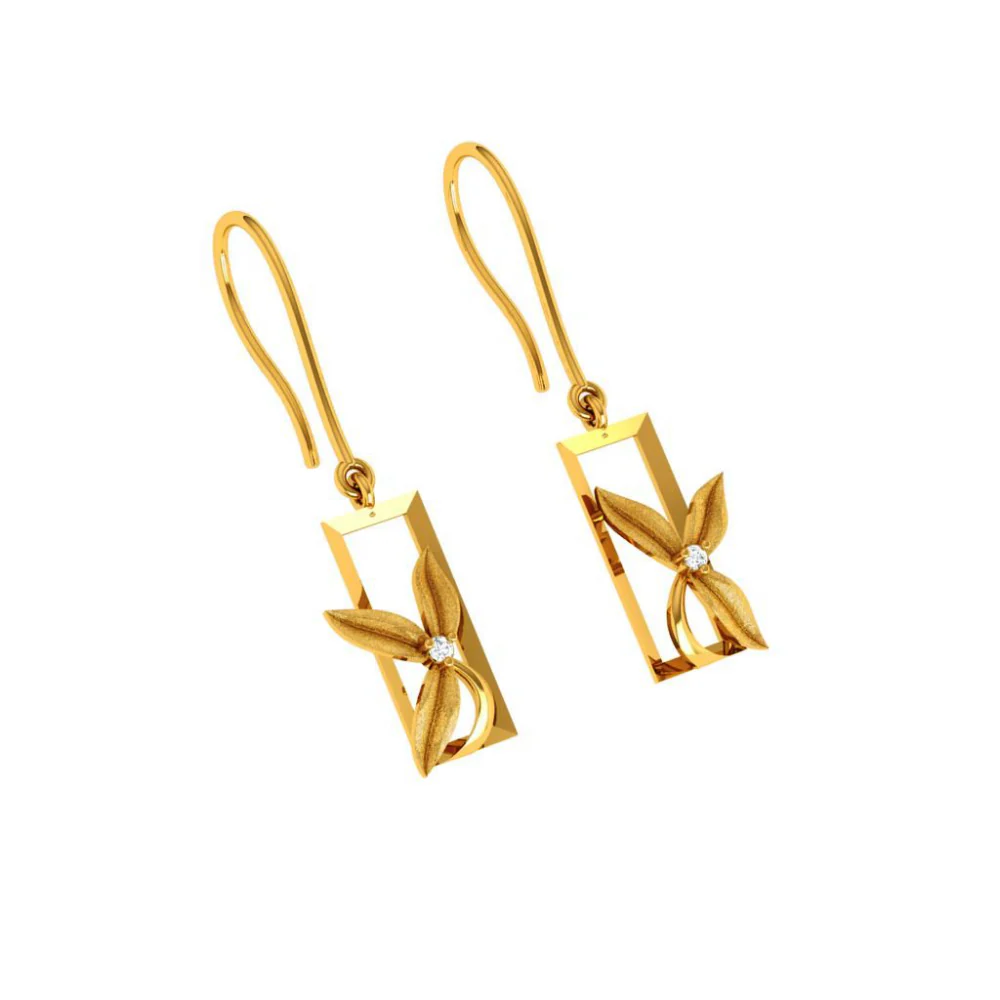 14KT (585) Yellow Gold Earring For Woman - Image 5