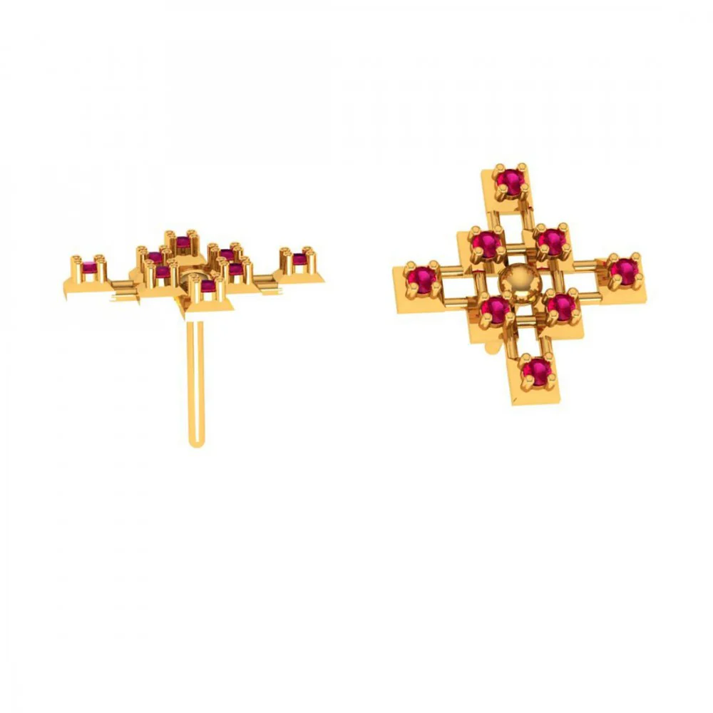 14KT (585) Yellow Gold Earrings For Women - Image 7