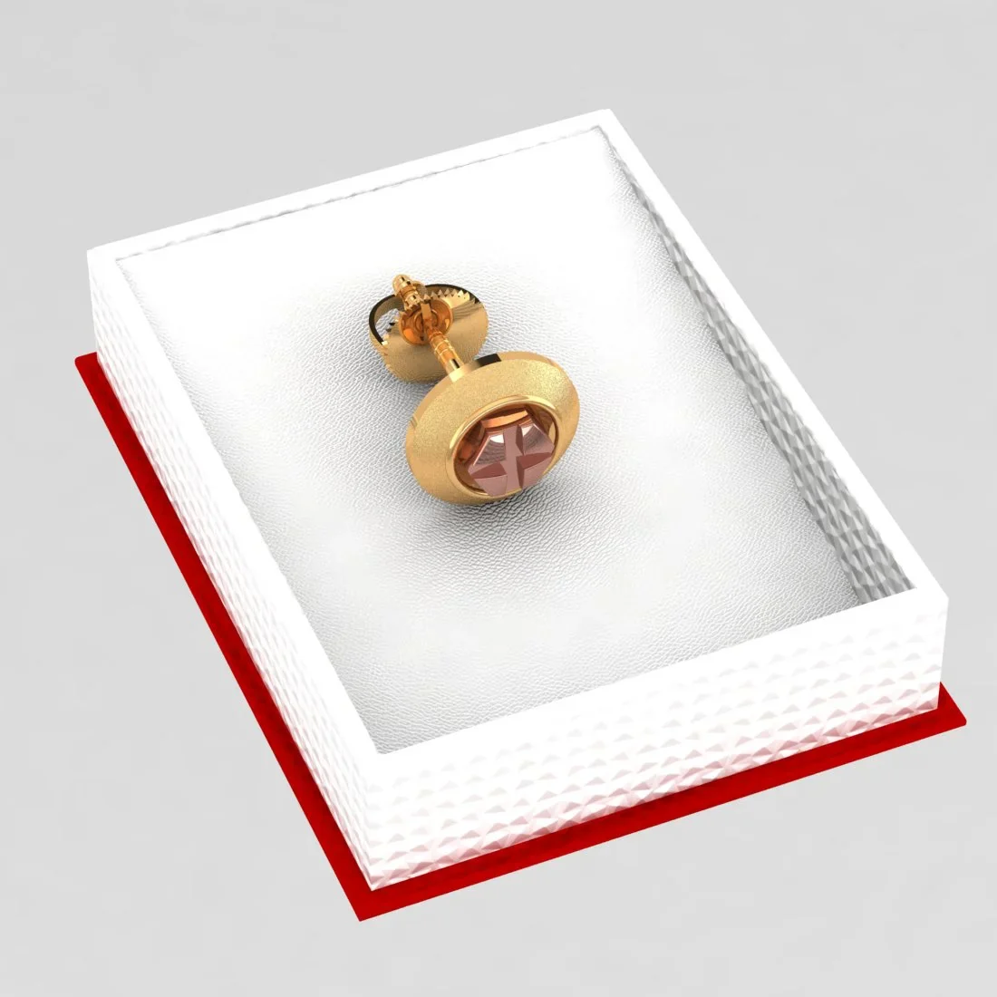 14KT (585) Yellow Gold Hexagonal With Cross Design Stud Earring For Men - Image 4