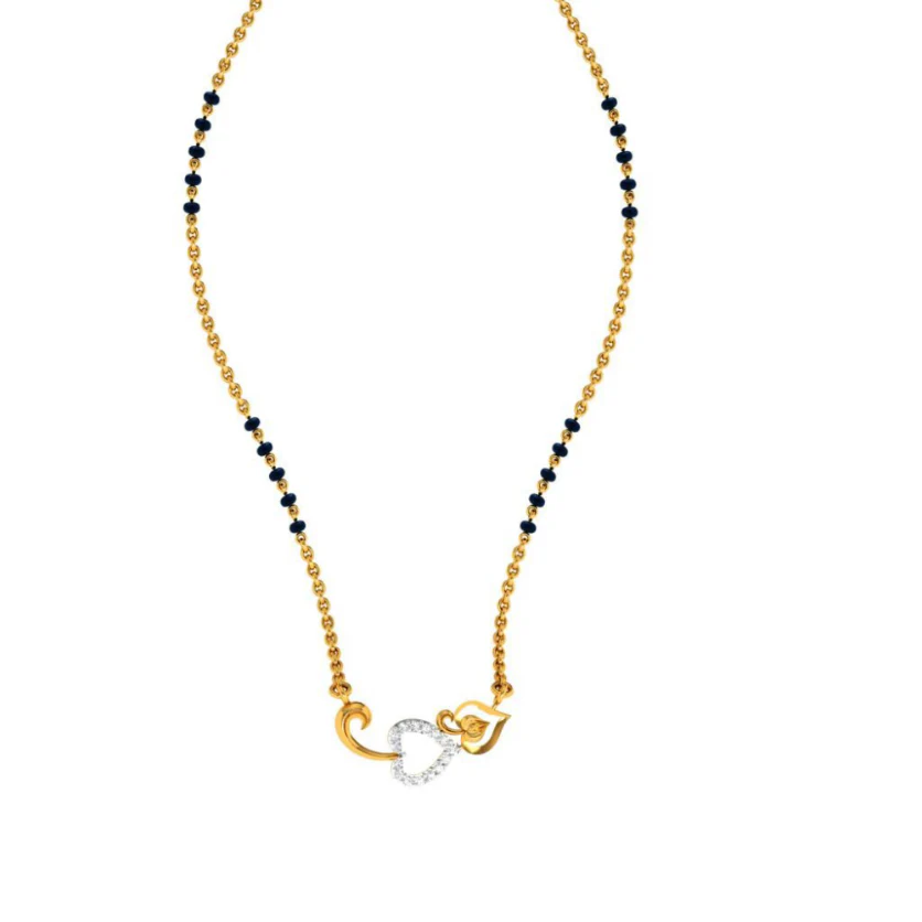 14KT (585) Yellow Gold Mangalsutra (artificial Beaded) For Women - Image 2