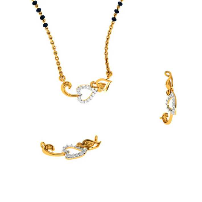 14KT (585) Yellow Gold Mangalsutra (artificial Beaded) For Women - Image 3