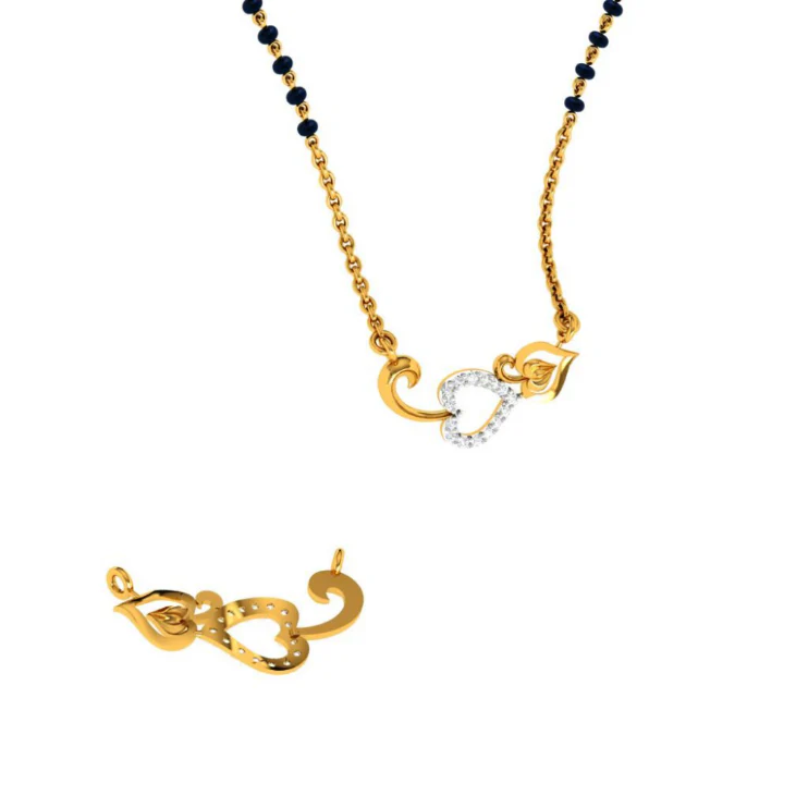 14KT (585) Yellow Gold Mangalsutra (artificial Beaded) For Women - Image 4