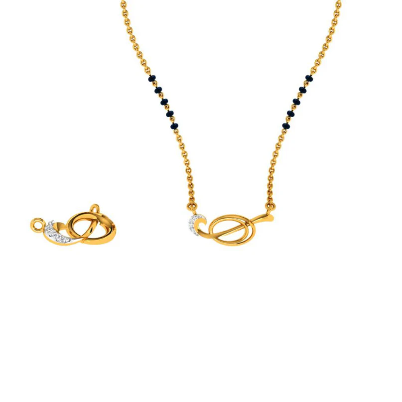 14KT (585) Yellow Gold Mangalsutra (artificial Beaded) For Women - Image 3