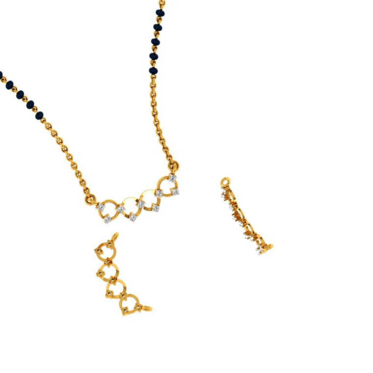 14KT (585) Yellow Gold Mangalsutra (artificial Beaded) For Women - Image 4