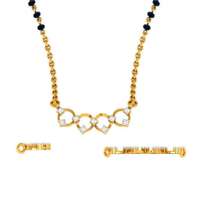 14KT (585) Yellow Gold Mangalsutra (artificial Beaded) For Women - Image 5