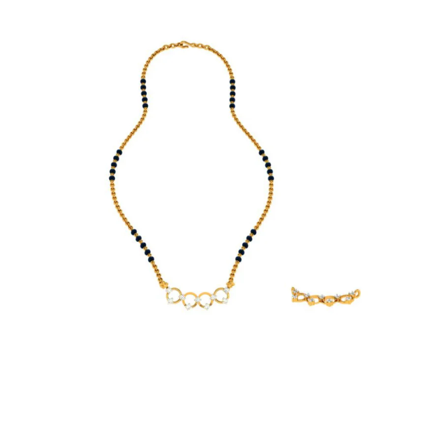 14KT (585) Yellow Gold Mangalsutra (artificial Beaded) For Women - Image 6