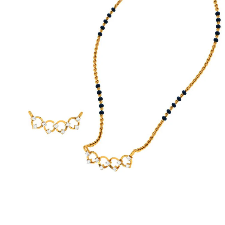 14KT (585) Yellow Gold Mangalsutra (artificial Beaded) For Women - Image 7