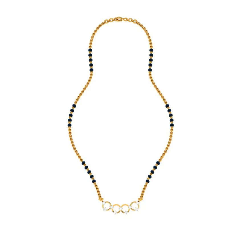 14KT (585) Yellow Gold Mangalsutra (artificial Beaded) For Women - Image 8