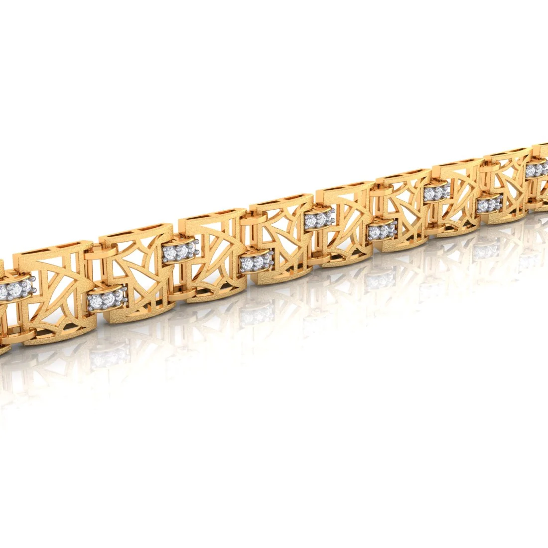 14KT (585) Yellow Gold Men's Bracelet with Stone Accents - Image 3