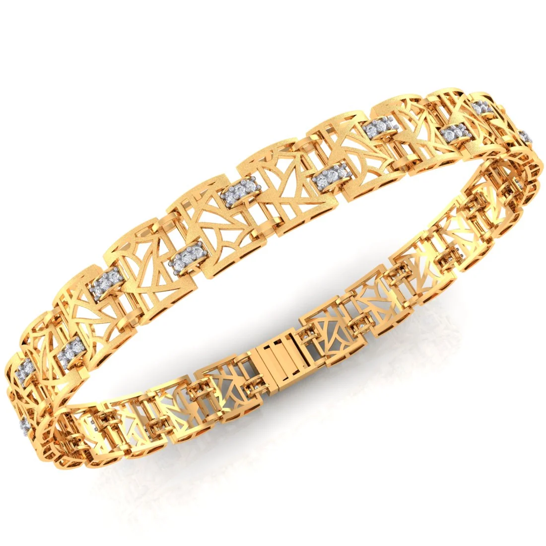 14KT (585) Yellow Gold Men's Bracelet with Stone Accents - Image 4