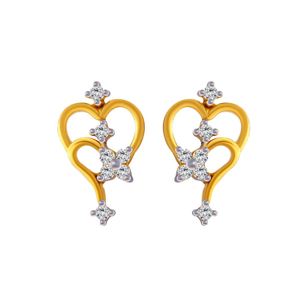 14KT (585) Yellow Gold Stud Earrings For Women