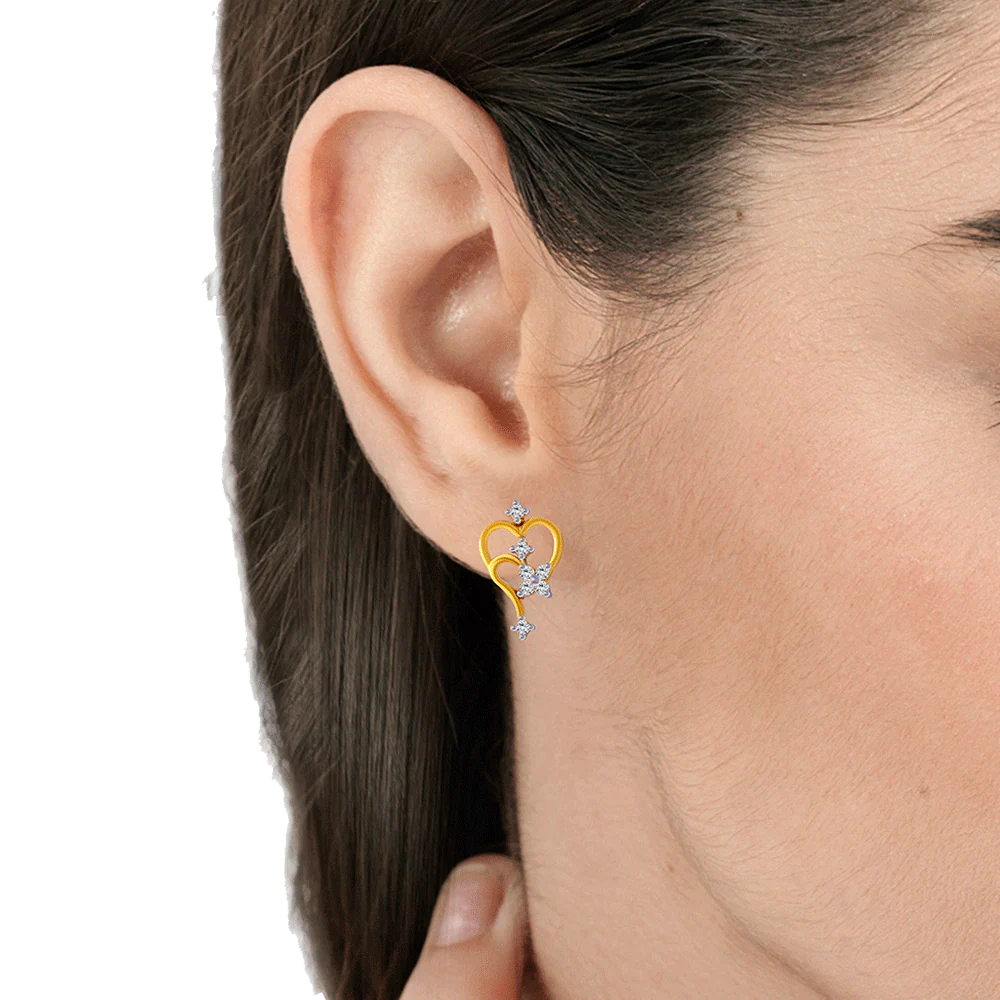14KT (585) Yellow Gold Stud Earrings For Women - Image 2