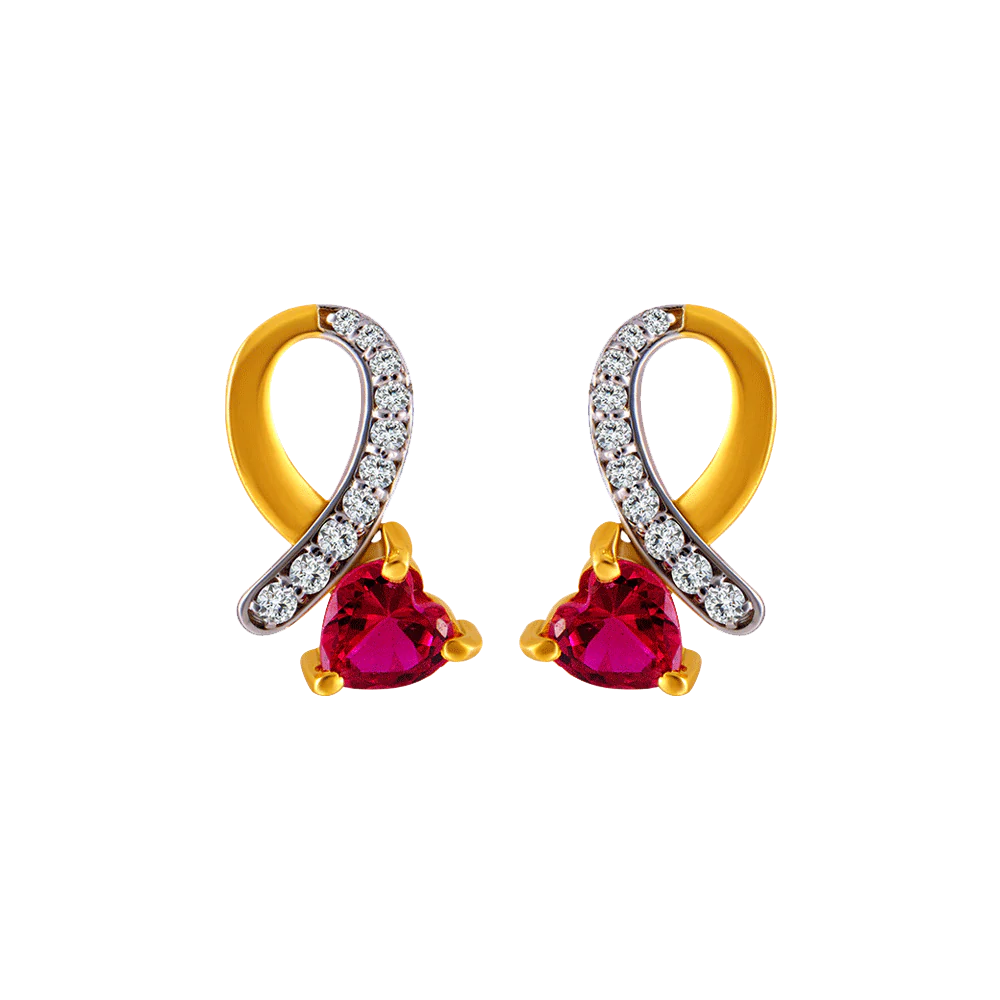 14KT (585) Yellow Gold Stud Earrings For Women