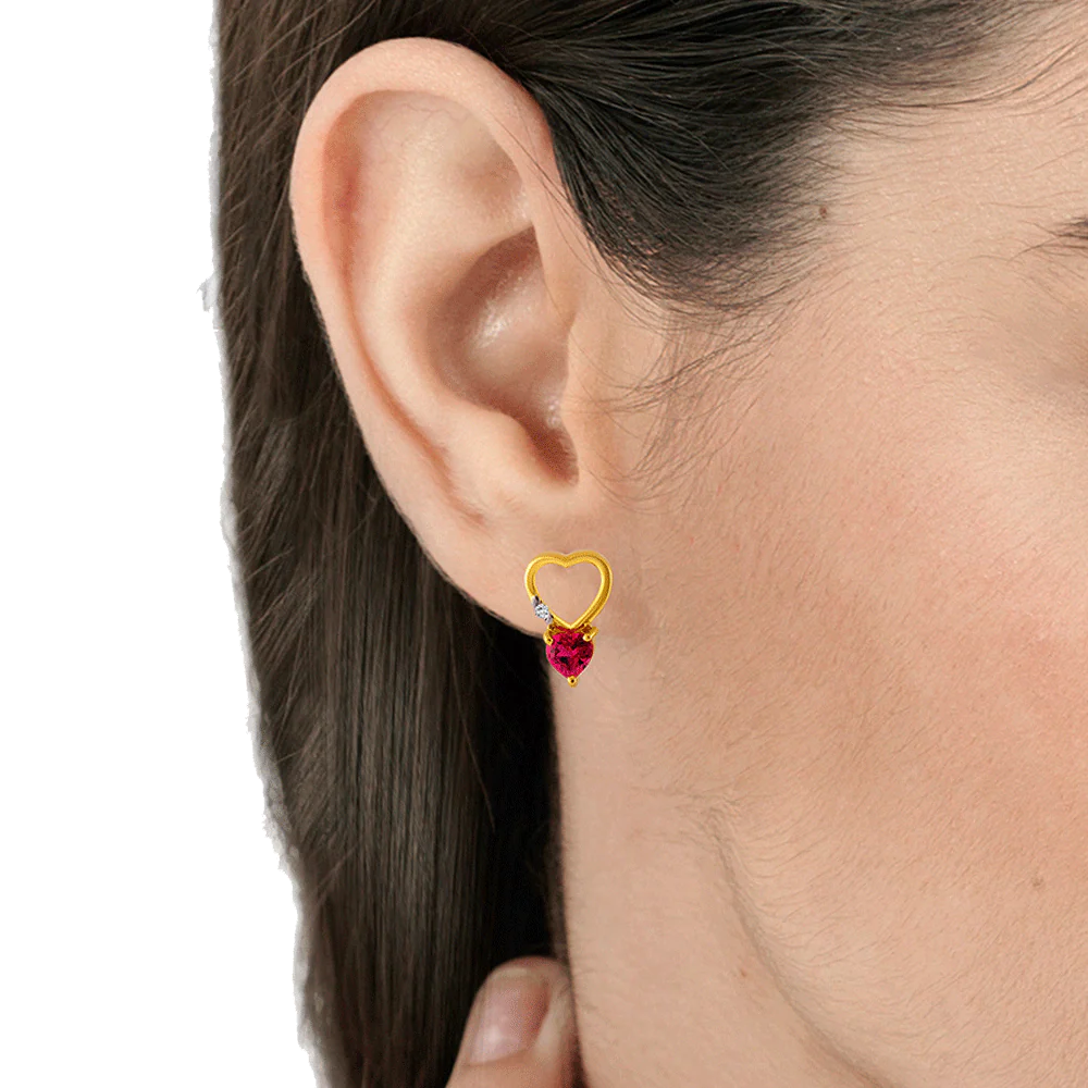 14KT (585) Yellow Gold Stud Earrings For Women - Image 2