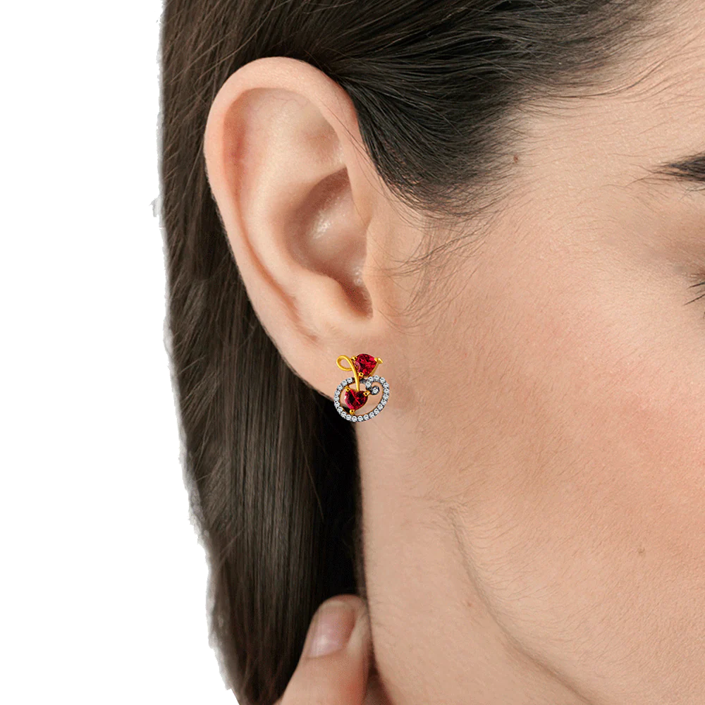 14KT (585) Yellow Gold Stud Earrings For Women - Image 2