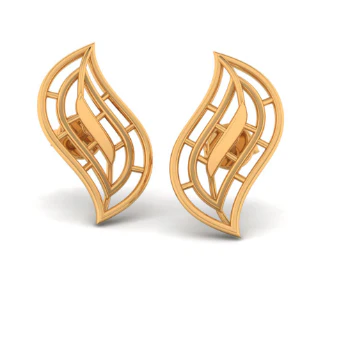 14KT (585) Yellow Gold Stud Earrings For Women - Image 2