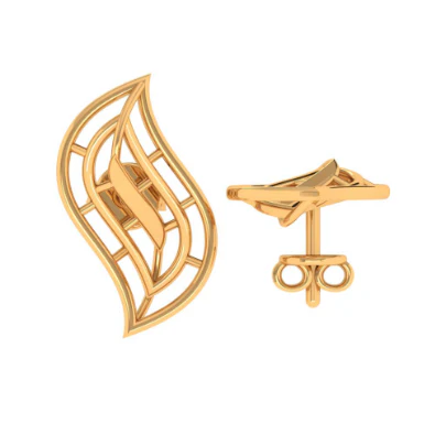 14KT (585) Yellow Gold Stud Earrings For Women - Image 8
