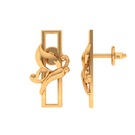 14KT (585) Yellow Gold Stud Earrings For Women - Image 2