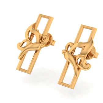 14KT (585) Yellow Gold Stud Earrings For Women - Image 3
