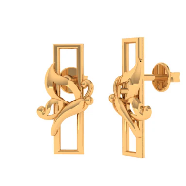 14KT (585) Yellow Gold Stud Earrings For Women - Image 4
