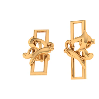 14KT (585) Yellow Gold Stud Earrings For Women - Image 5