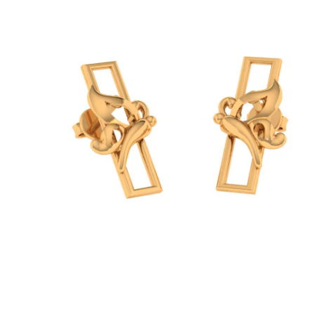 14KT (585) Yellow Gold Stud Earrings For Women - Image 6