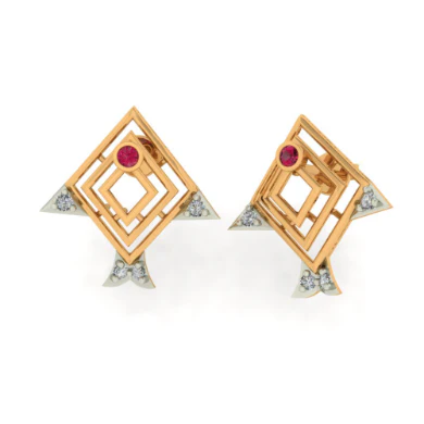 14KT (585) Yellow Gold Stud Earrings For Women - Image 4