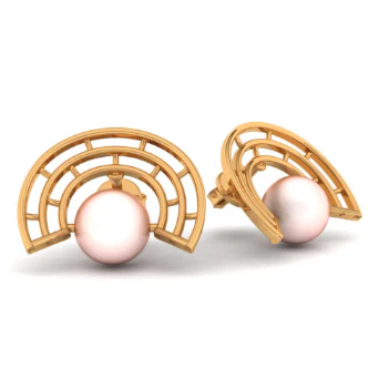 14KT (585) Yellow Gold Stud Earrings For Women - Image 4