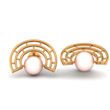 14KT (585) Yellow Gold Stud Earrings For Women - Image 6