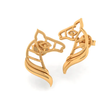 14KT (585) Yellow Gold Stud Earrings For Women - Image 4