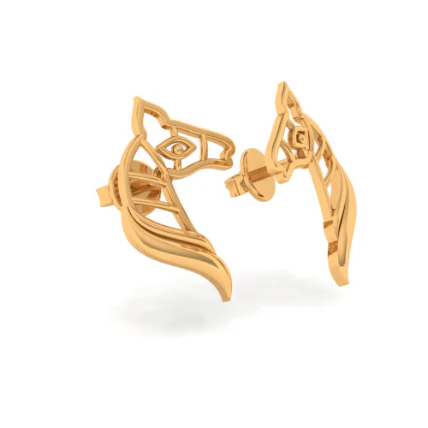 14KT (585) Yellow Gold Stud Earrings For Women - Image 8
