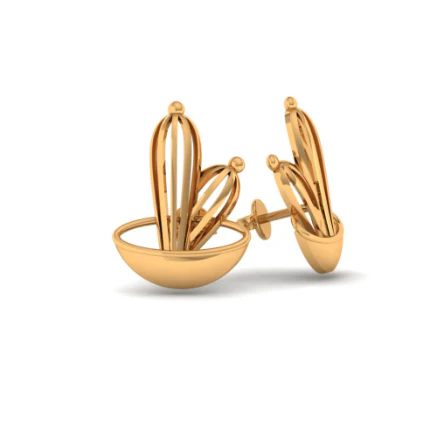 14KT (585) Yellow Gold Stud Earrings For Women - Image 3